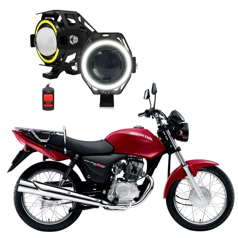 Kit Farol De Milha Angel Eye U Para Moto Honda Cg Titan Ks