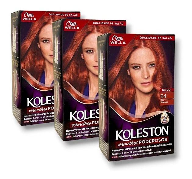 Kit Koleston Coloração Permanente Cor 64 Ruivo Acobreado 3 Unidades