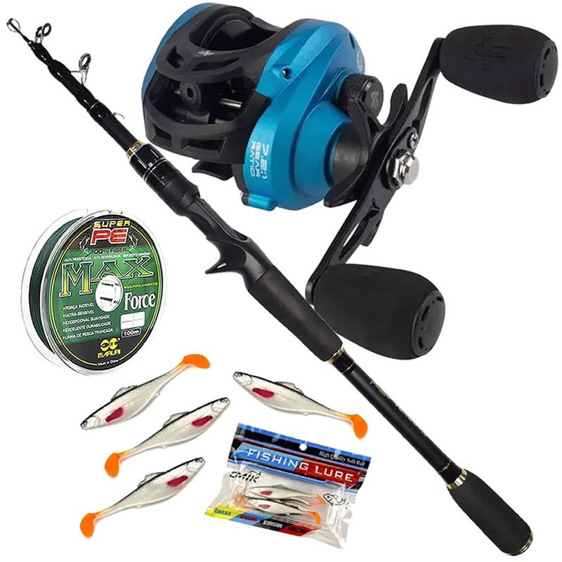 Kit Pesca Tucunaré Carretilha M21 Slim Pro Vara Telescópica ALBATROZ