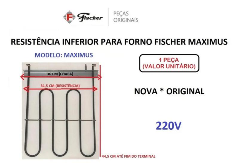 Resistencia Inferior Forno Fischer Maximus V W Outros