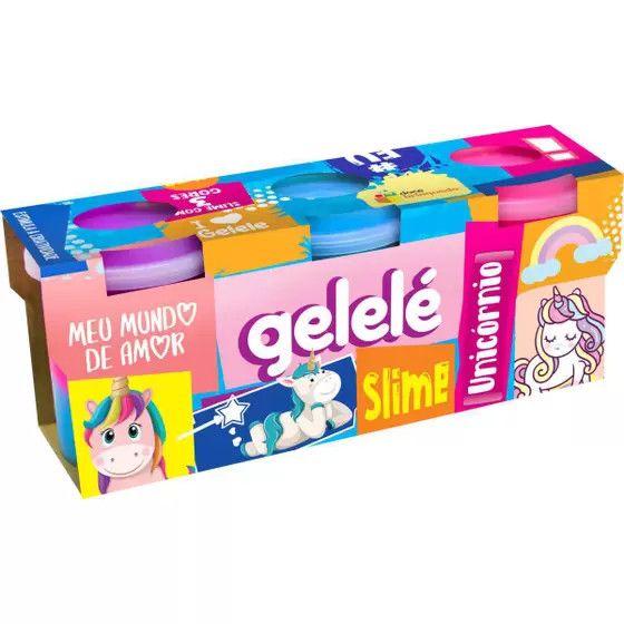 Slime Gelelé Color Unicornio 3 Potes Geleca Tri Pote 456g GELELE