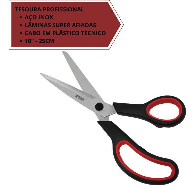 Tesoura Multiuso Aço Inox 25cm Costura Escritório Profissional Lamina