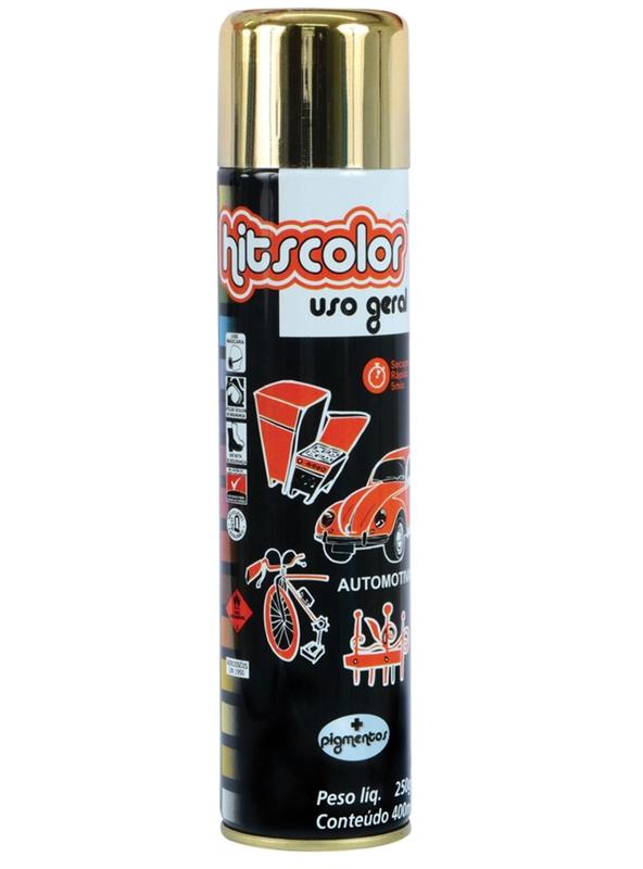 Tinta Spray Uso Geral E Automotivo 400ml Ouro Hitscolor Tinta Spray