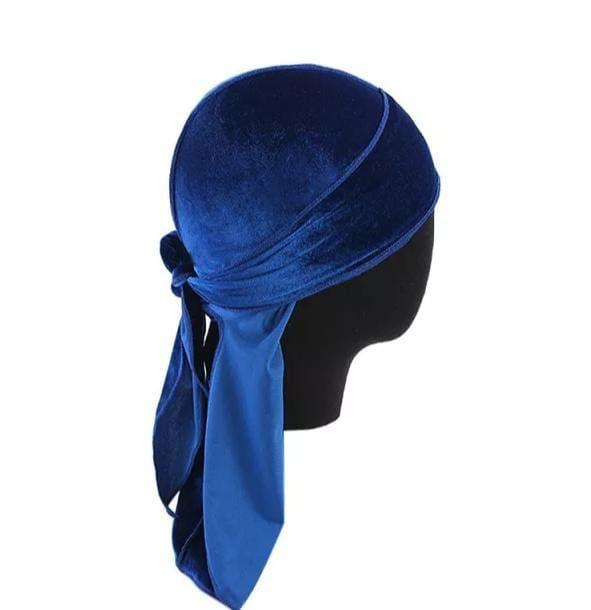 Durag de cetim azul e branco