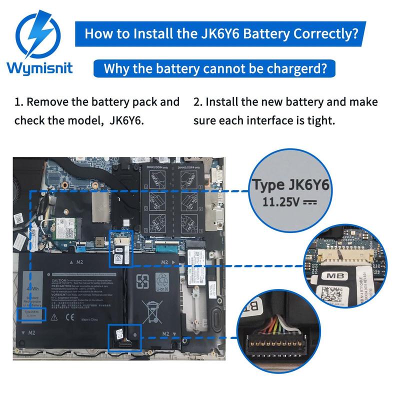 Batteria K KYUER 40Wh JK6Y6 Per Dell Inspiron 5300/5400/7300/7500, Latitude 3410/3510/3120 – Li-ion 11.25V, 3 Celle, Fino A 1000 Cicli - 3