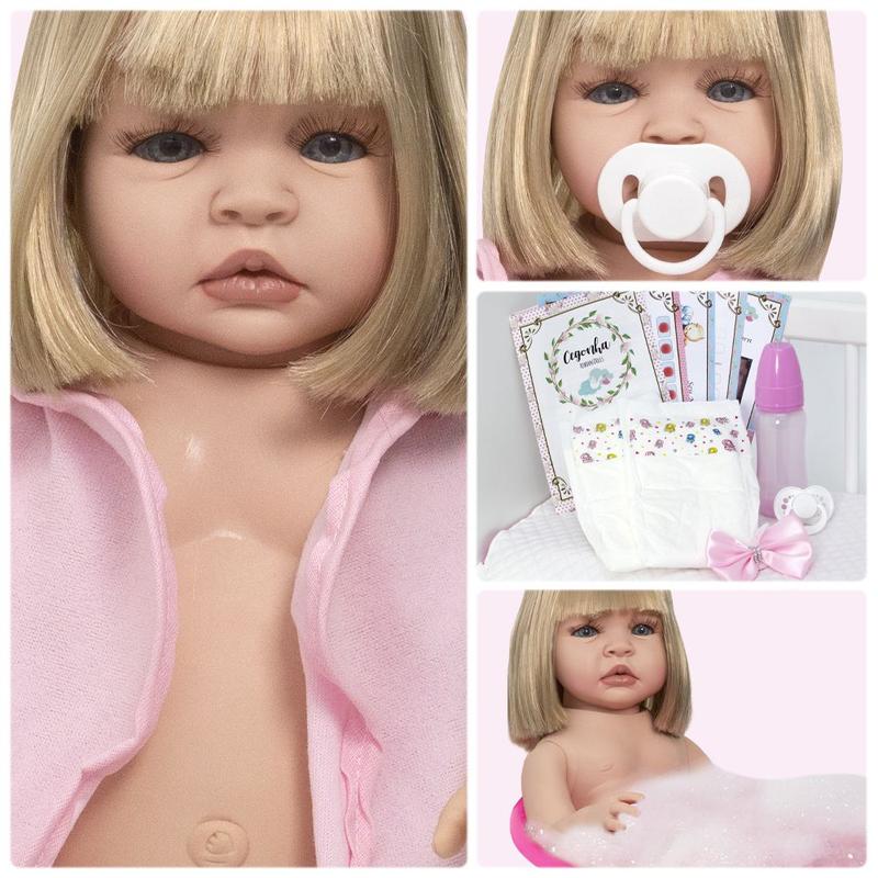 Boneca Bebe Reborn Silicone Realista Morena Roupão 20 Itens