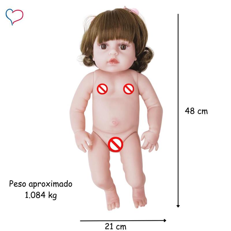 Bebe Reborn Original Girafinha Menina 100% Silicone 48cm Pode dar Banho