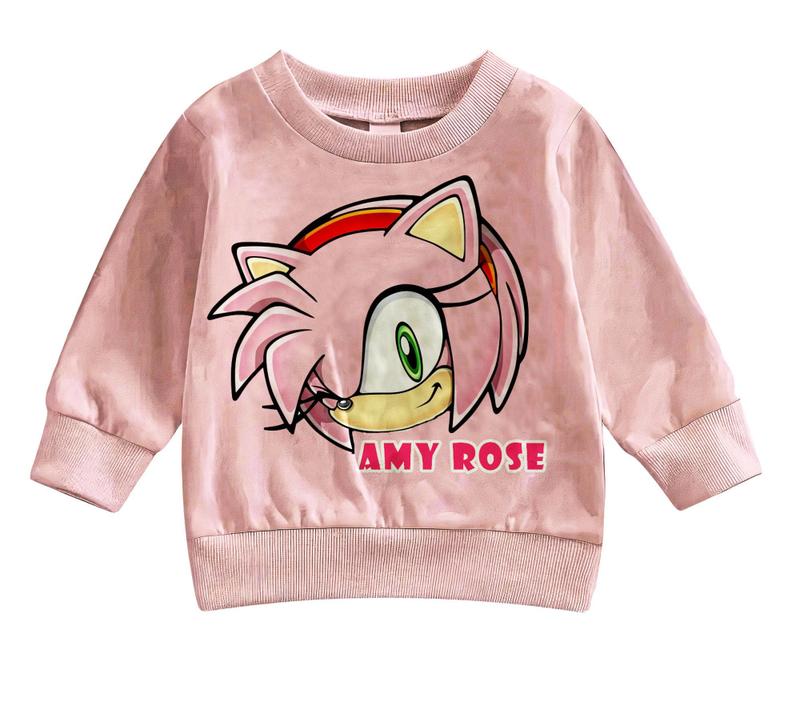Blusa de frio Sonic Amy Rose Tallis infantil flanelado careca