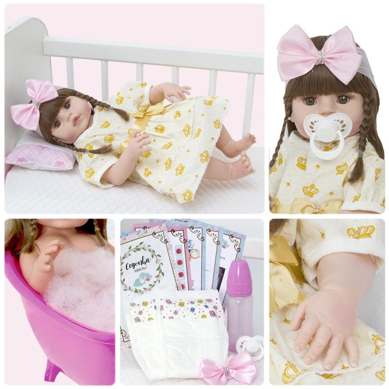 Boneca Bebe Reborn Princesa 100% Silicone Real C/ Acessórios - R$ 169,9