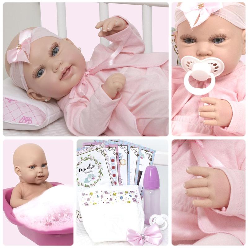 Boneca Morena Bebê Reborn De Silicone Com 16 Itens - Chic Outlet