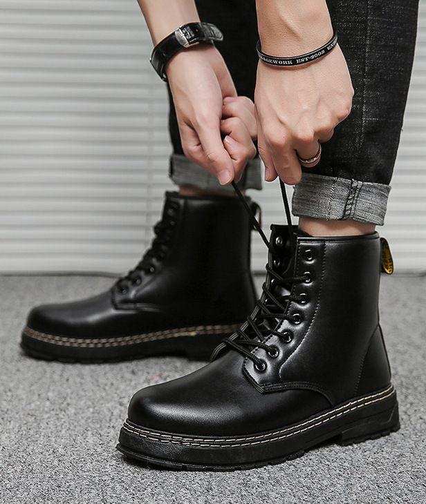 Bota Coturno masculina preta cano alto couro inverno 37-38 Bota