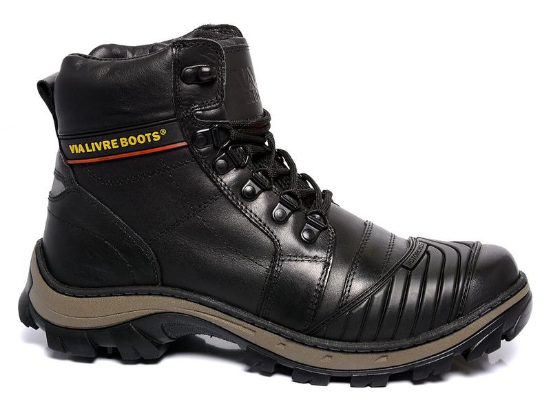 Bota Motociclismo Masculina de Couro Resistênte Bota Coturno Cano Alto Moto  Estrada Road Bota Preta - Preto