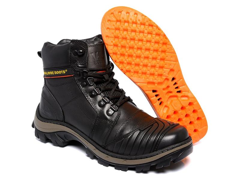 Bota Motociclismo Masculina de Couro Resistênte Bota Coturno Cano Alto Moto  Estrada Road Bota Preta - Preto