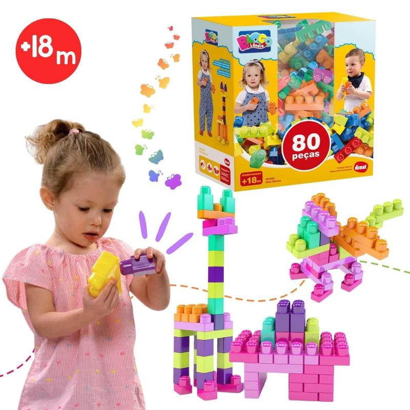 Jogo 130 Peças blocos de montar Grande Brinquedos para Bebês Didatico  Educativos - Colorido