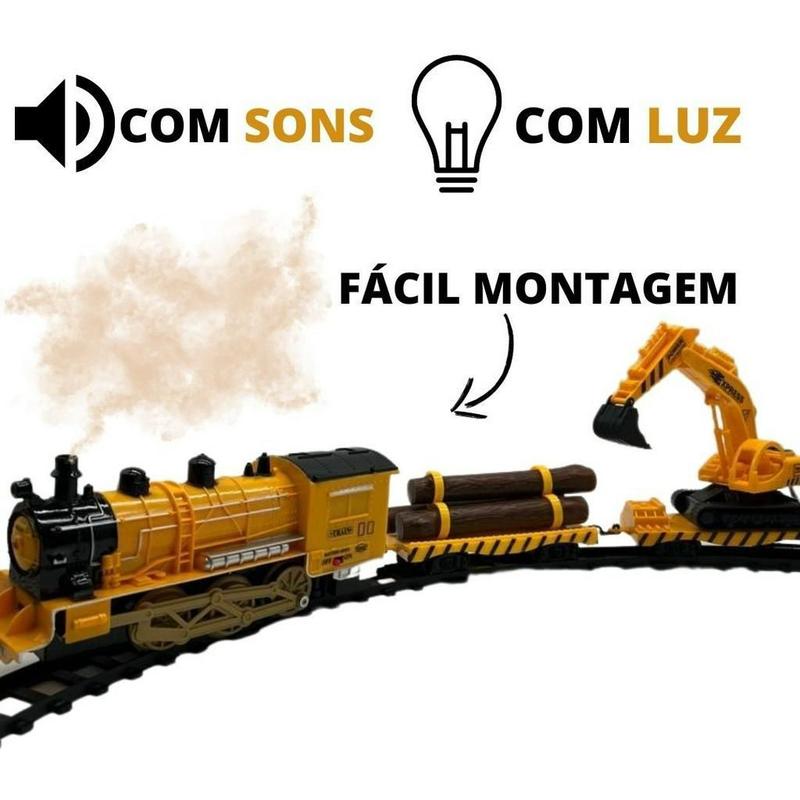 Trem de Brinquedo com Trilhos Elétrico Ferrorama Locomotiva com Luz e Som