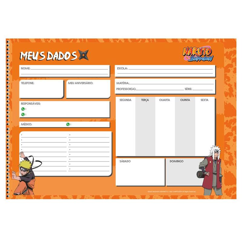 Caderno de Desenho Naruto Shippuden Animes 60 Folhas Capa Dura