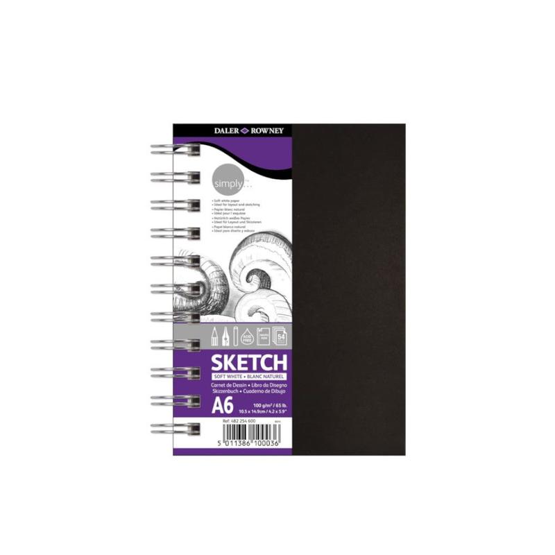 Daler Rowney Simply Sketchbook | A4 Size (8.3x11.7"), 54 Sheets Soft White 100gsm Paper, Portrait