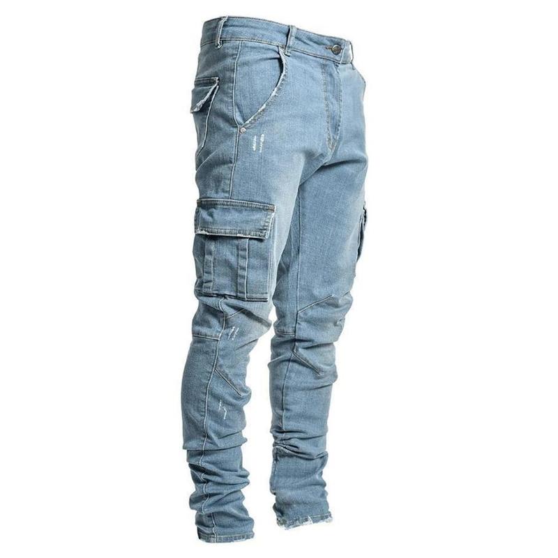 Calça jeans masculina casual com bolso lateral 1UN Petvipi