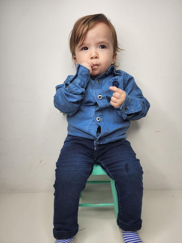 Jeans Masculina Camisa Jean Bebe Camisa Jeans Com Bolso Masculina - Main Image
