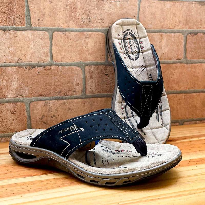 Chinelo Couro Masculino Amortecedor Original Pegada 131663