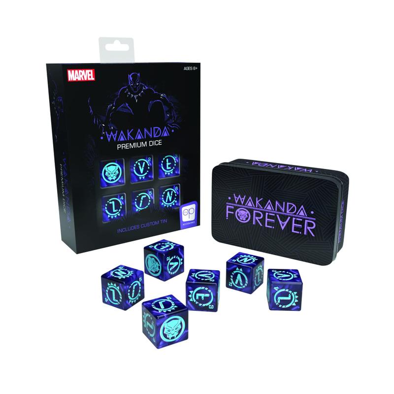 Dados Colecionáveis Marvel Black Panther - Conjunto Premium 6 Peças Com Estojo
