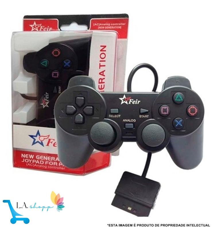 Controle de Jogos Joystick com Fio para Ps2 e Ps1 Knup - KP-GM015