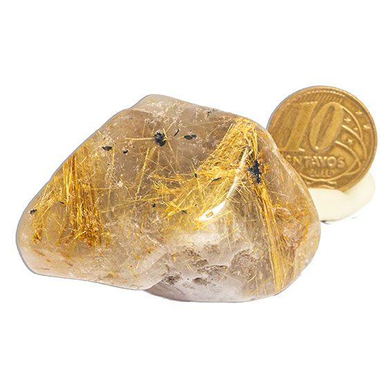 Cristal Rutilo Pedra Natural Rolada 5 a 6 cm Aprox 40 g - Varejo 