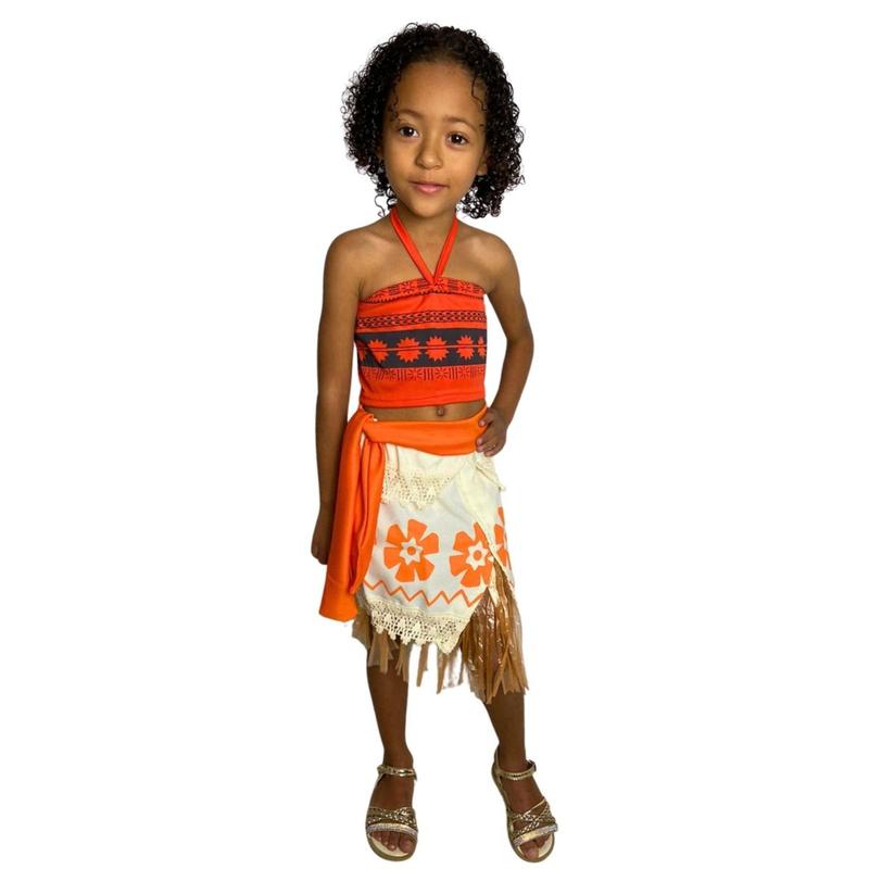 Fantasia Moana Infantil Menina Com Colar