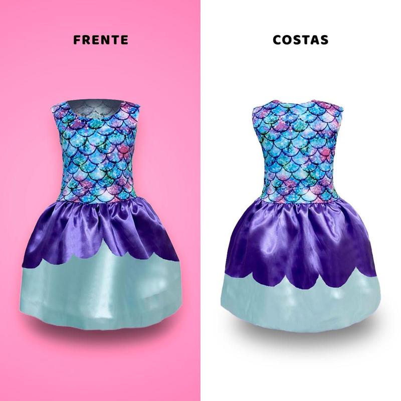 Sereia Infantil - Conjunto roupa sereia reutilizável para meninas