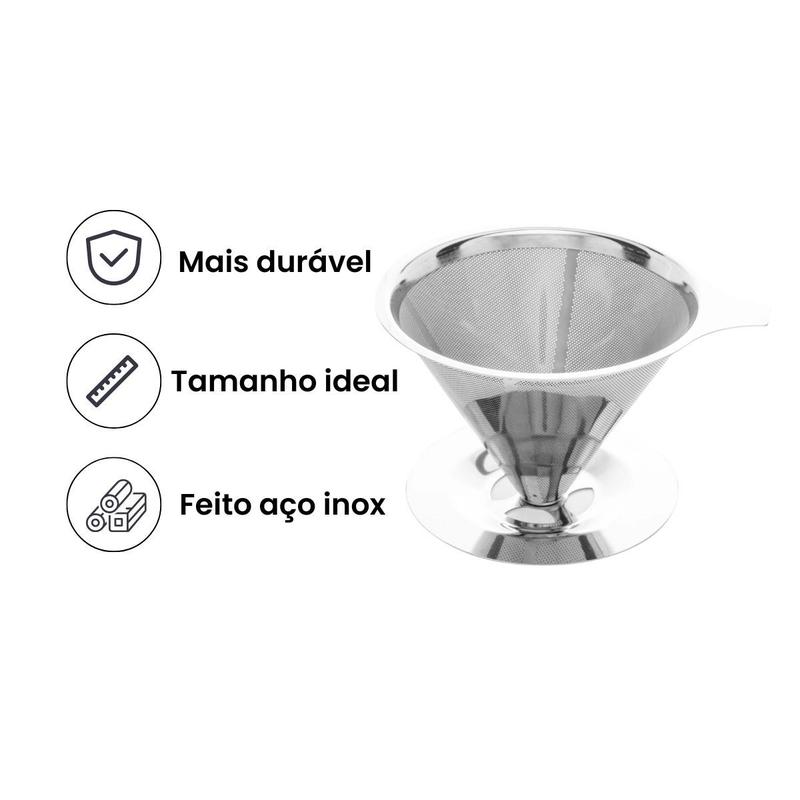 Filtro lavavel cafe de aço inox n103 15,5x13,5x12,5 lyor - Coador / Suporte para Filtro de Café - Magazine Luiza