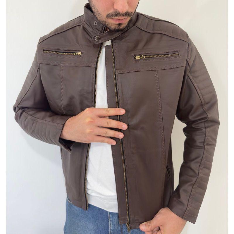 Jaqueta de Couro Legítimo Masculina Modelo Vintage Vibe Búfalo