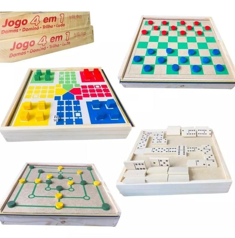 Jogo de Ludo Clássico Tabuleiro Em Mdf Maninho