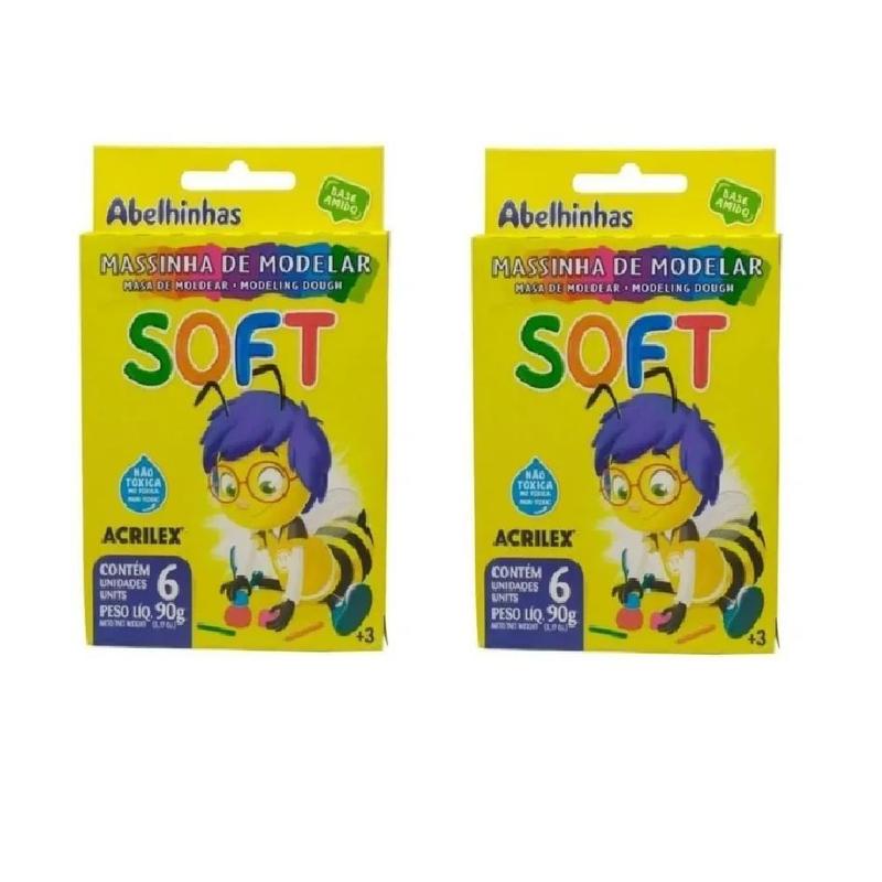 Massinha De Modelar Soft Acrilex 12 Cores - 2kg Não Tóxica Para Crianças
