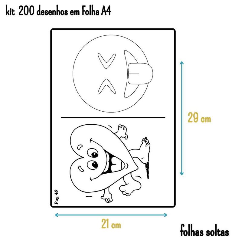 Kit 200 Desenhos Para Colorir Em Folha A4 - 2 Por Folha