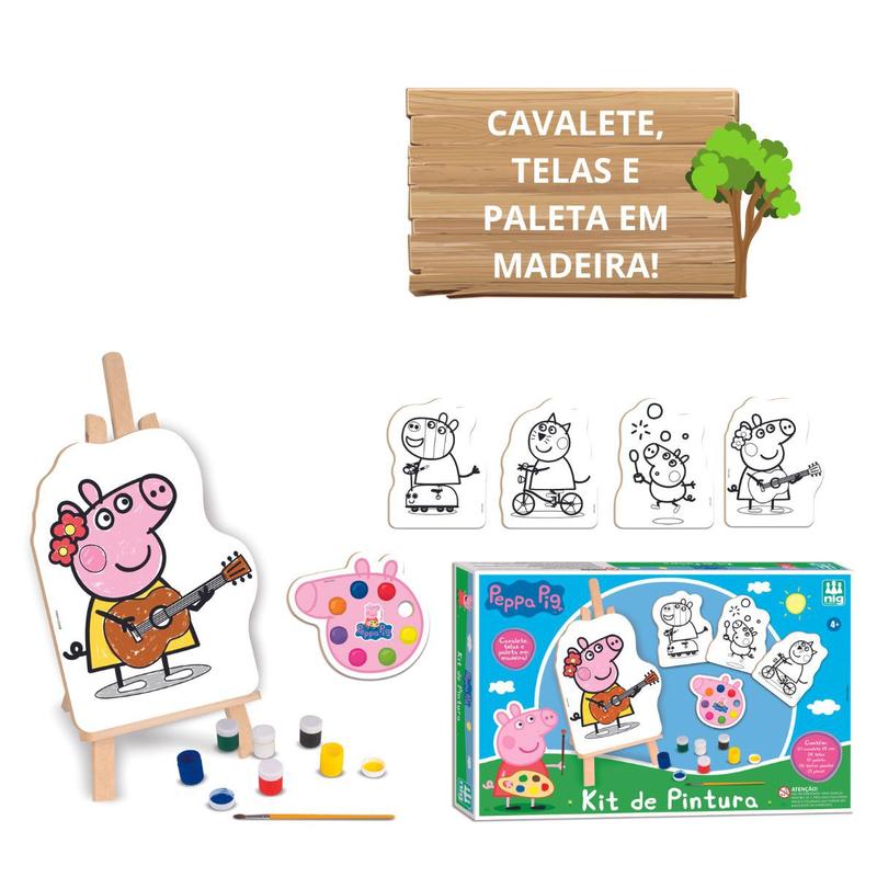 Kit Pintura Infantil Completo Pincel Tinta Desenhos Paletas