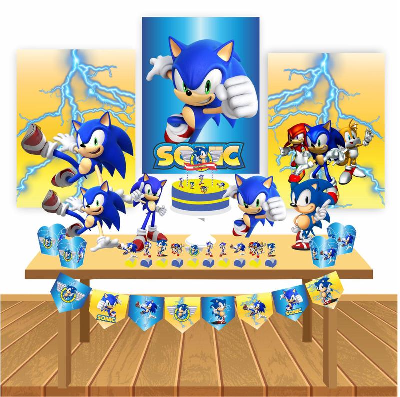 Festa Aniversário Sonic Filme Decoração Kit Ouro