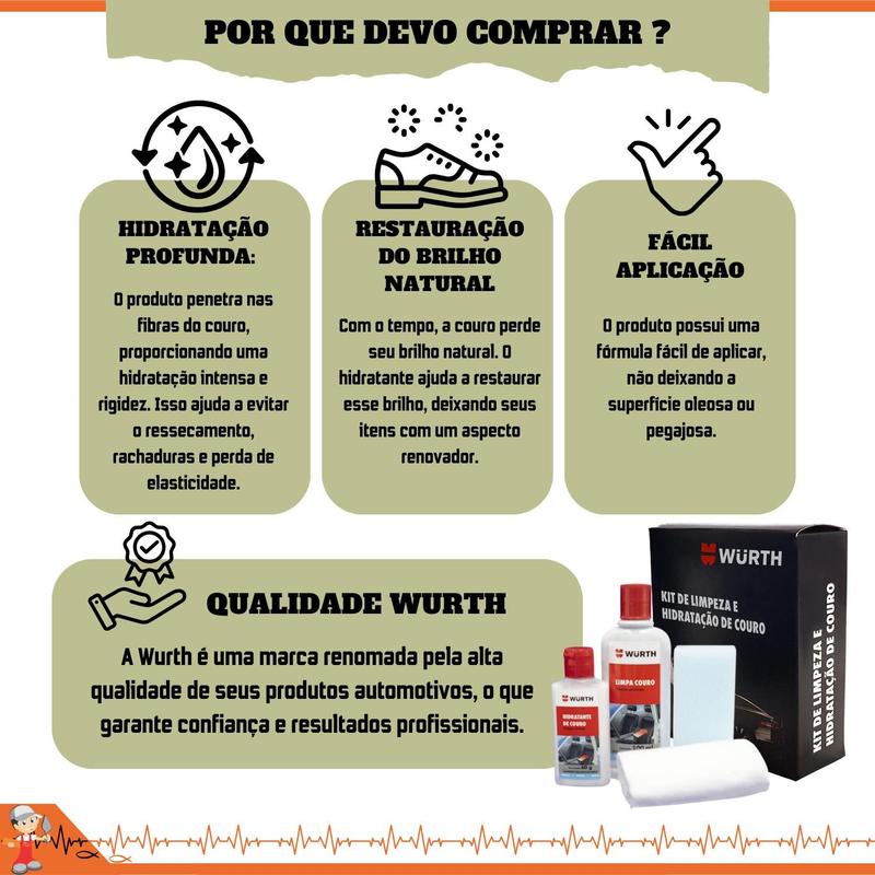 Kit Limpeza E Hidratação Couro Wurth - Produto Alemão De Alta Qualidade