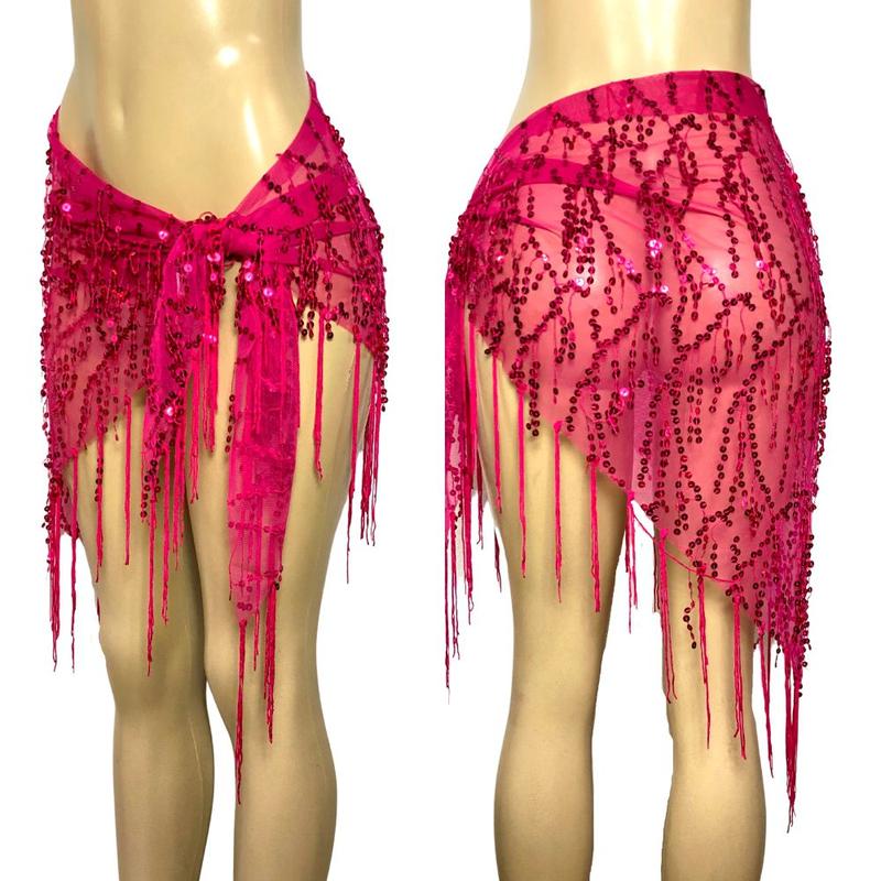 Lenço Dança Do Ventre GORGECRAFT - Lantejoulas Glitter Rosa 182cm