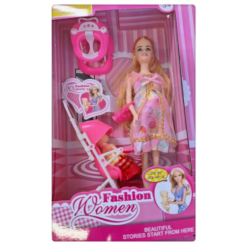 6 Mãe Reborn + Bebê + Carrinho boneca tipo Barbie grávida brinquedo  infantil