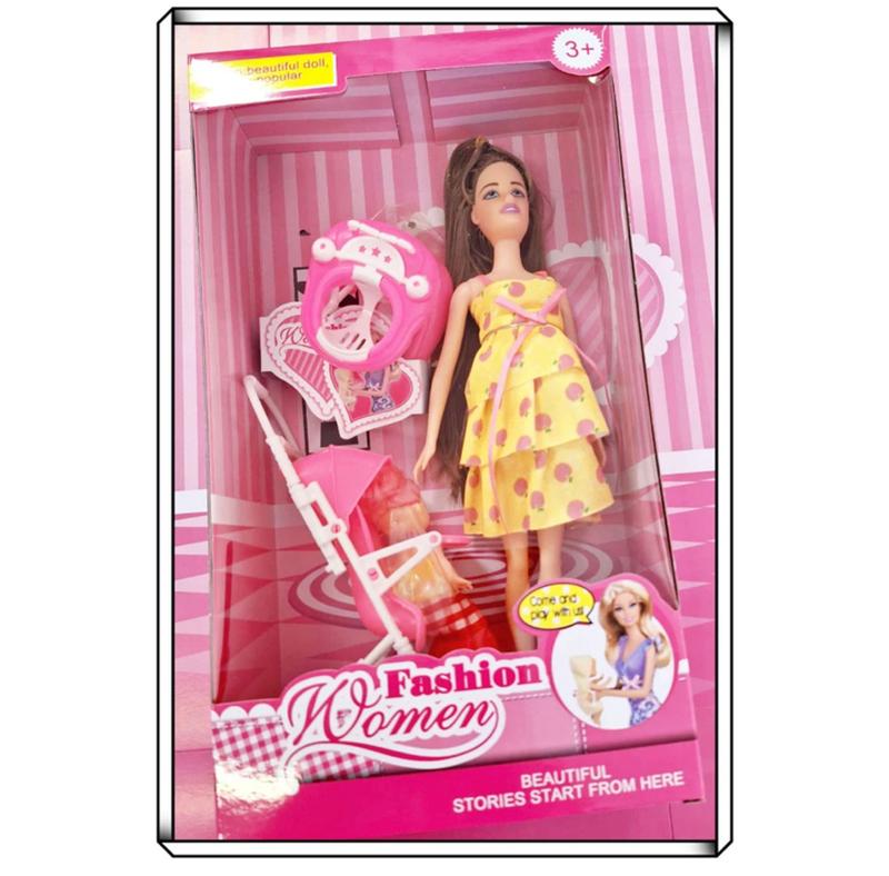 Mãe Reborn + Bebê + Carrinho boneca tipo Barbie grávida brinquedo infantil