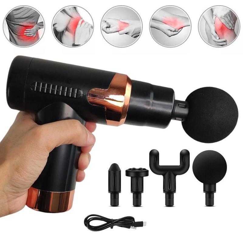 Massageador Sem Fio Manual Portatil 6 Modos 4 Pontas Anti Estresse Relaxante Alivia Dores Tensao Corpo Musculatura Articulaçao - Compre Desejos