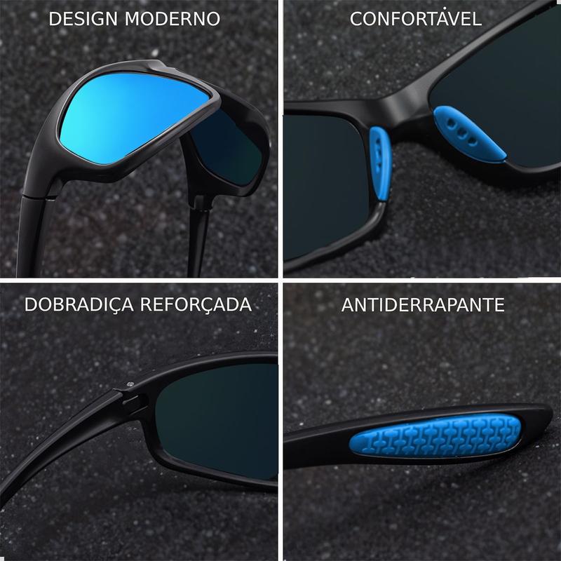 Óculos De Sol Polarizados Esportivos - Proteção UV400 Para Dirigir, Ciclismo E Pesca - Armação Prata