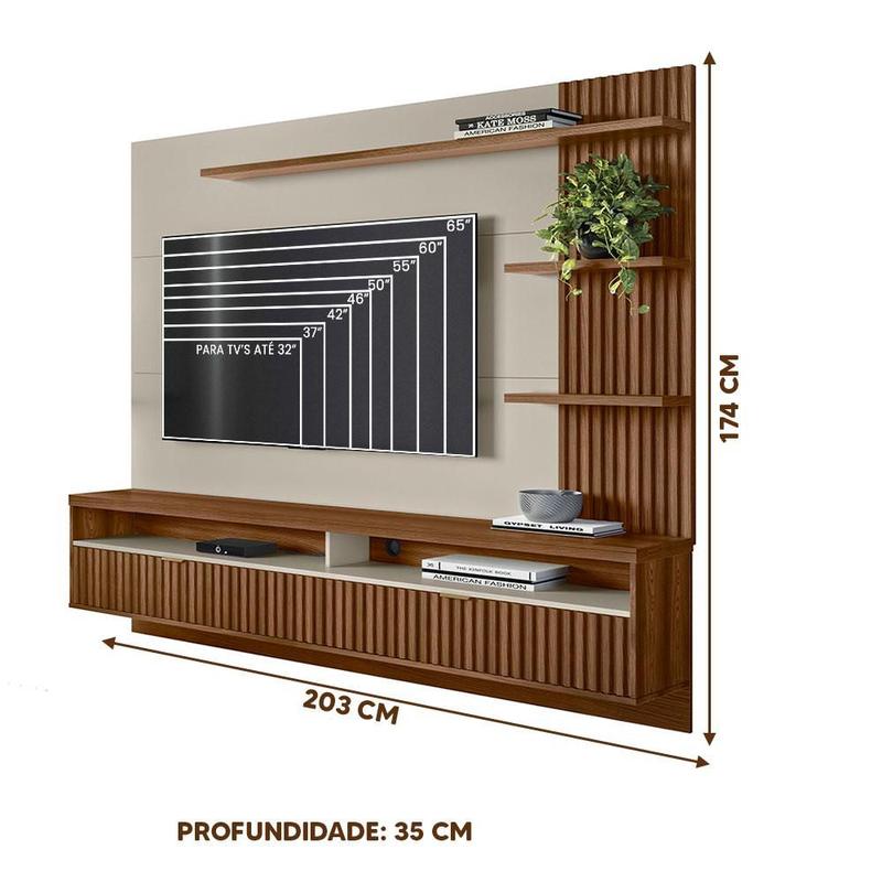 Painel para TV até 65 Polegadas Ripado Araruna Linea Brasil Freijó/Off White