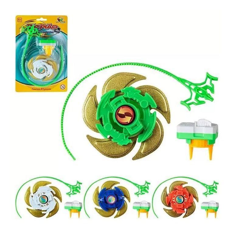 BRINQUEDO - Lote de 3 peões Beyblade com lançadores. Ma