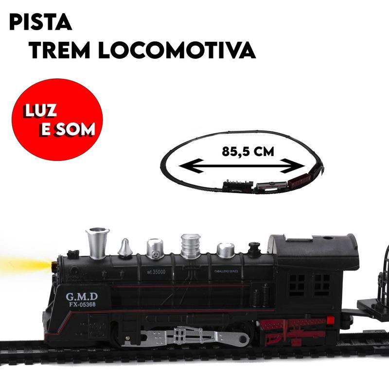 Trem Brinquedo Locomotiva Som E Luz 4 Vagoes