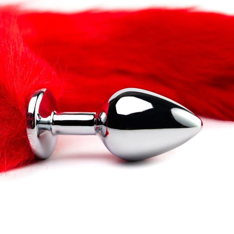 cat tail anal plug Plug Anal 9x4Cm Metal Grande Rabo de Raposa Preto main image 0