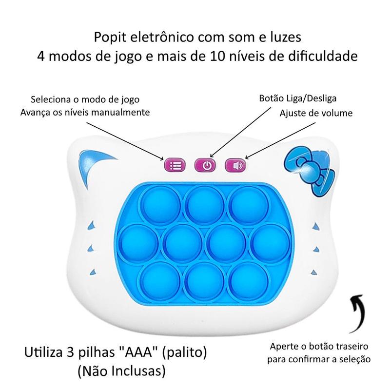 Pop-it Eletrônico Educativo Anti Stress com som e luz de 4 Modos