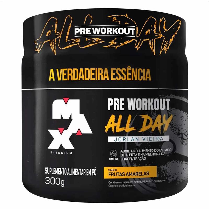l carnitine max titanium Pré Treino All Day Jorlan Vieira Pote 300g Frutas Amarelas Quinfica: Glutathione 400mg Cell blackmarketlabs Flavor:pineapple
