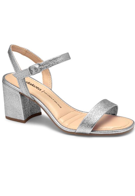 Sandália Feminina Dakota Salto Grosso Festa Y7181 Prata Sandália