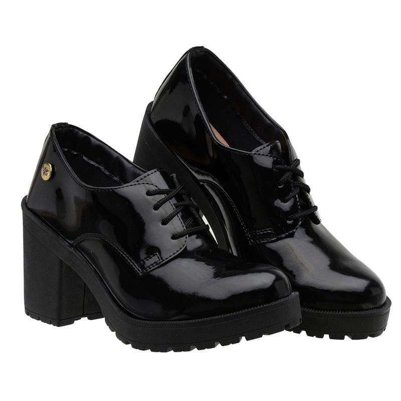 Sapato Mocassim Sapato Solado Grosso Feminino Mocassim Feminino Salto Grosso Verniz/Preto 2310102 Atacado Clovis  Atacado